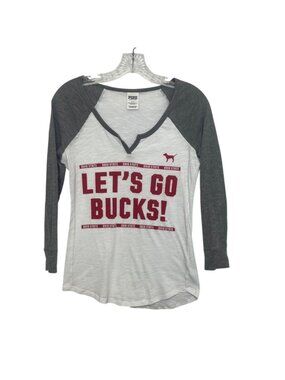 Pink Victorias Secret Ohio State Raglan Tee Tshirt Small Gray White Fanwear
